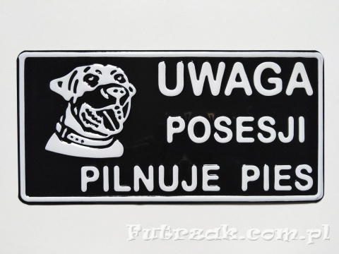 Tabliczka ostrzegawcza, metalowa-"UWAGA POSESJI..." Tabliczka ostrzegawcza, metalowa-"UWAGA POSESJI..."