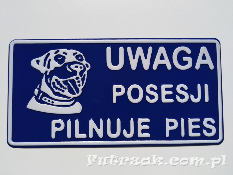 Tabliczka ostrzegawcza, metalowa-"UWAGA POSESJI..." Tabliczka ostrzegawcza, metalowa-"UWAGA POSESJI..."