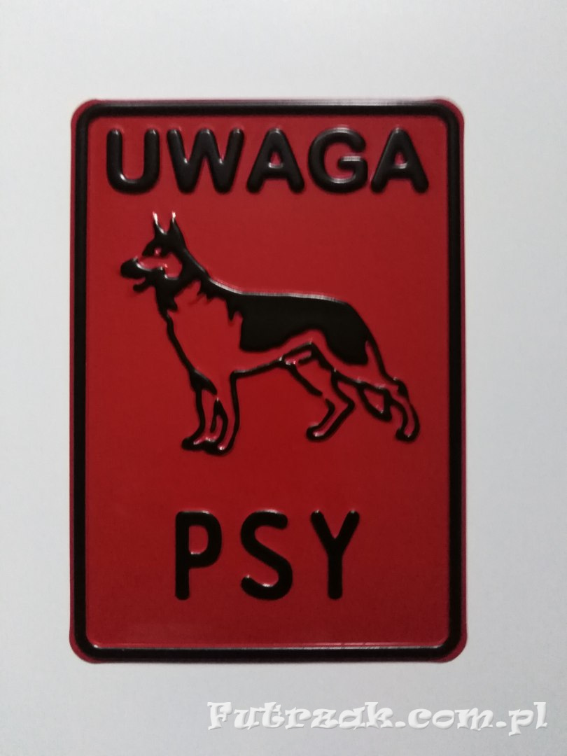 Tabliczka ostrzegawcza, metalowa-"UWAGA PSY" Tabliczka ostrzegawcza, metalowa-"UWAGA PSY"
