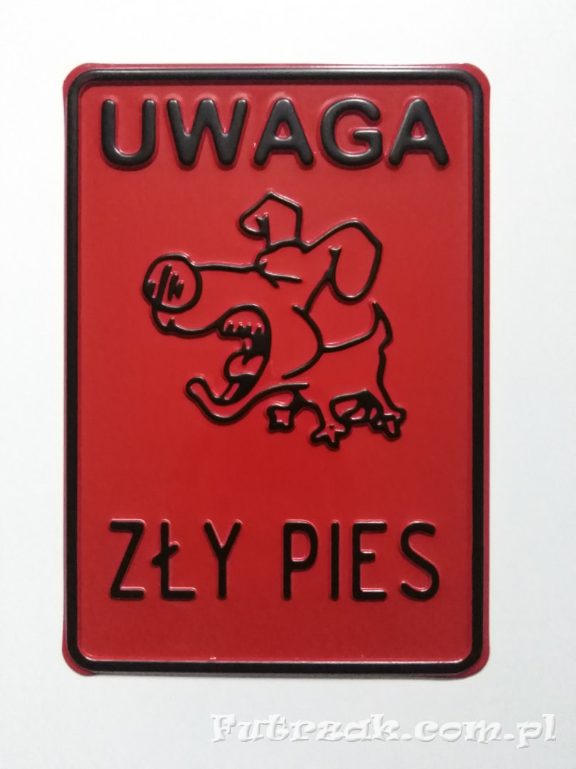 Tabliczka ostrzegawcza, metalowa-"UWAGA ZŁY PIES" Tabliczka ostrzegawcza, metalowa-"UWAGA ZŁY PIES"