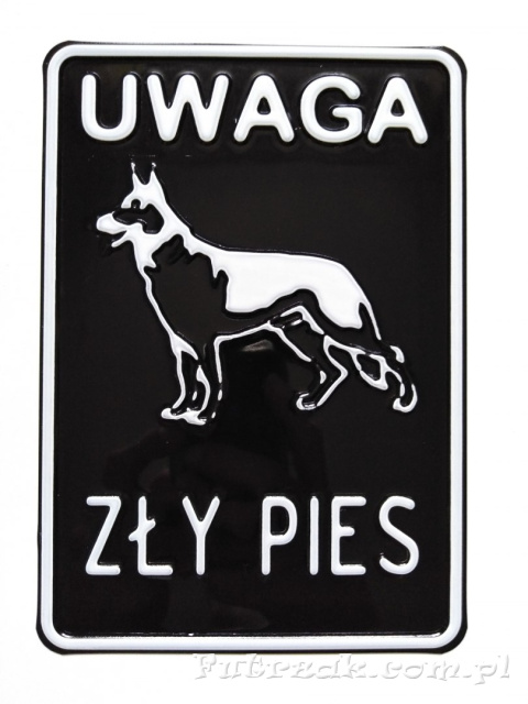 Tabliczka ostrzegawcza, metalowa-"UWAGA ZŁY PIES" Tabliczka ostrzegawcza, metalowa-"UWAGA ZŁY PIES"