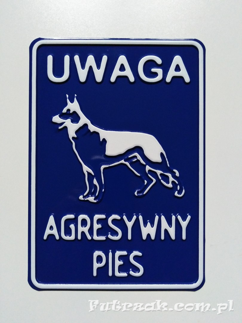 Tabliczka ostrzegawcza, metalowa-"UWAGA AGRESYWNY PIES" Tabliczka ostrzegawcza, metalowa-"UWAGA AGRESYWNY PIES"