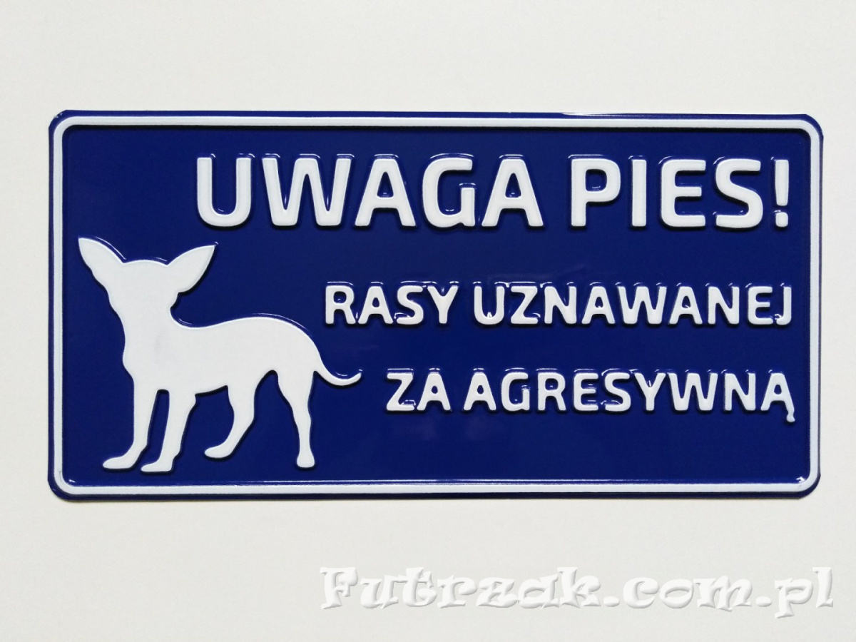 Tabliczka ostrzegawcza, metalowa-"UWAGA PIES!..." Tabliczka ostrzegawcza, metalowa-"UWAGA PIES!..."