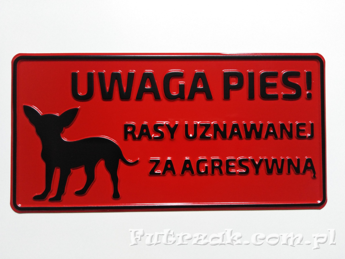 Tabliczka ostrzegawcza, metalowa-"UWAGA PIES!..." Tabliczka ostrzegawcza, metalowa-"UWAGA PIES!..."