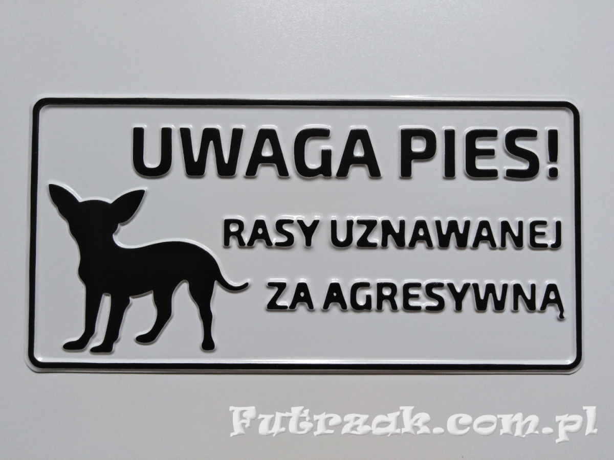 Tabliczka ostrzegawcza, metalowa-"UWAGA PIES!..." Tabliczka ostrzegawcza, metalowa-"UWAGA PIES!..."