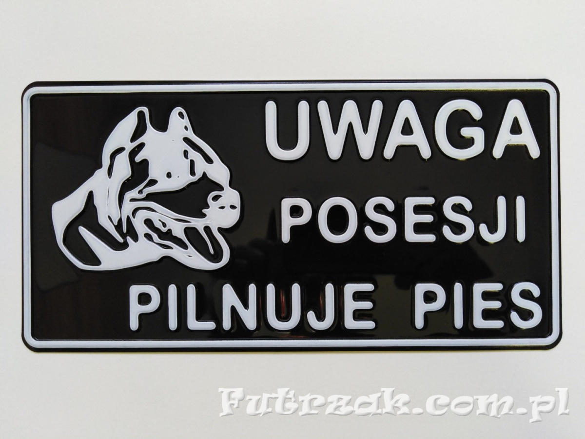 Tabliczka ostrzegawcza, metalowa-"UWAGA POSESJI..." Tabliczka ostrzegawcza, metalowa-"UWAGA POSESJI..."