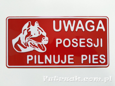 Tabliczka ostrzegawcza, metalowa-"UWAGA POSESJI..." Tabliczka ostrzegawcza, metalowa-"UWAGA POSESJI..."
