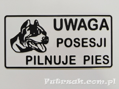 Tabliczka ostrzegawcza, metalowa-"UWAGA POSESJI..." Tabliczka ostrzegawcza, metalowa-"UWAGA POSESJI..."