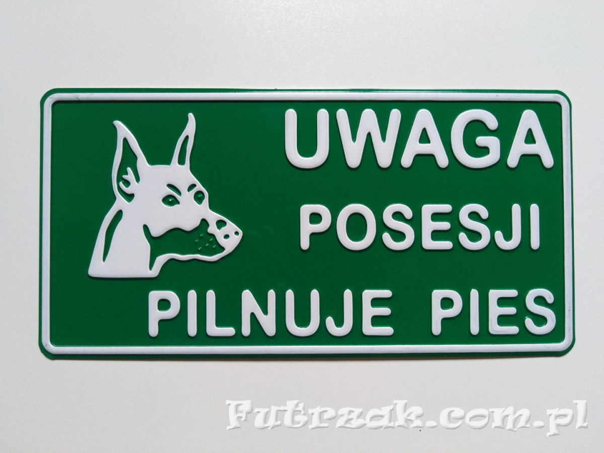 Tabliczka ostrzegawcza, metalowa-"UWAGA POSESJI..." Tabliczka ostrzegawcza, metalowa-"UWAGA POSESJI..."