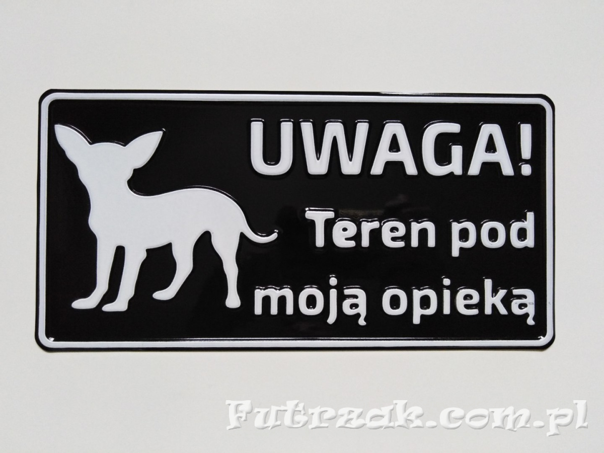 Tabliczka ostrzegawcza, metalowa-"UWAGA! Teren..." Tabliczka ostrzegawcza, metalowa-"UWAGA! Teren..."