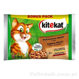 Kitekat Menu Łowców w sosie 4x100g z wołowiną/z kurczakiem