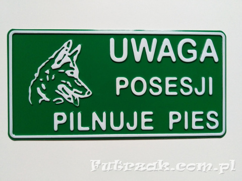 Tabliczka ostrzegawcza, metalowa-"UWAGA POSESJI..."