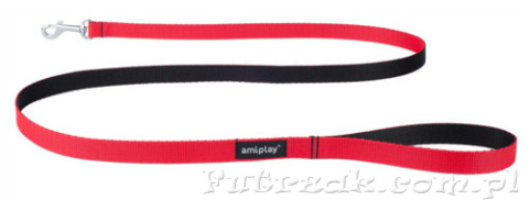 Smycz Amiplay Twist M 150cm czerwono-czarna Smycz Amiplay Twist M 150cm czerwono-czarna