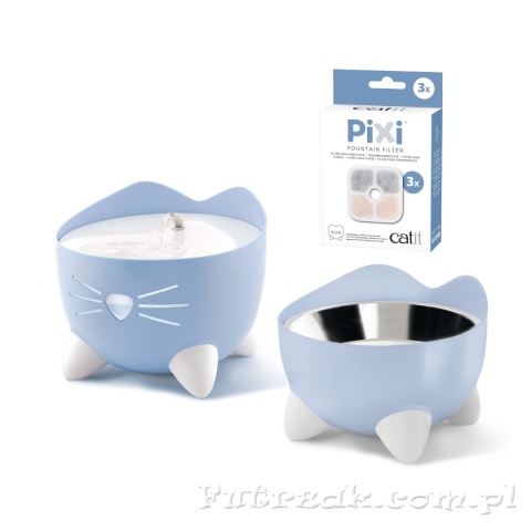 Catit Pixi Fountain Combo niebieska fontanna dla kota+miska+filtry